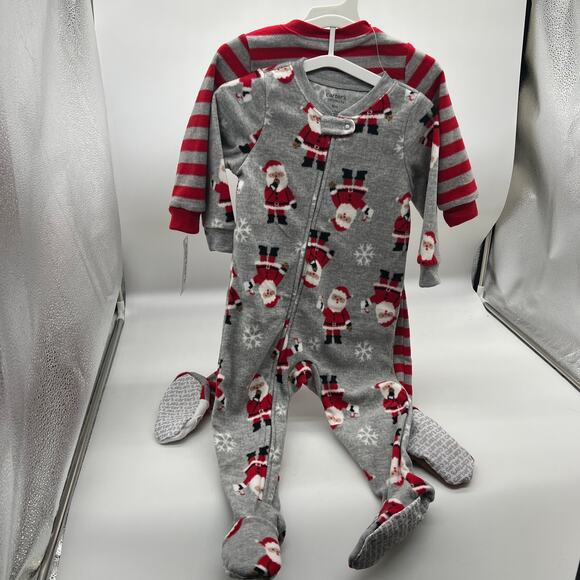 Carter’s Just One You Toddler Striped Santa Fleece Footed Pajama Size 18M - Picture 1 of 8
